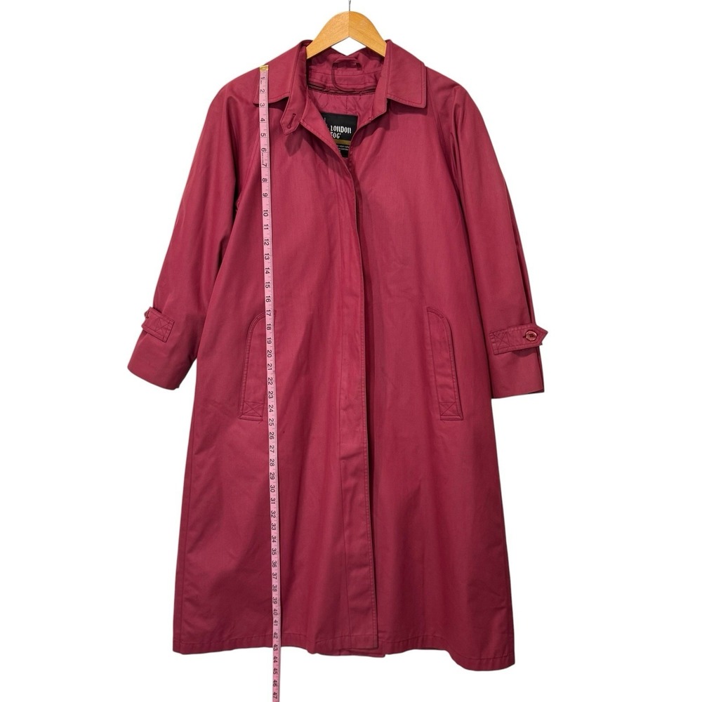 Vintage London Fog Women's 8P Burgundy Trench Coat 3M Thinsulate Lined Raincoat - Picture 5 of 10